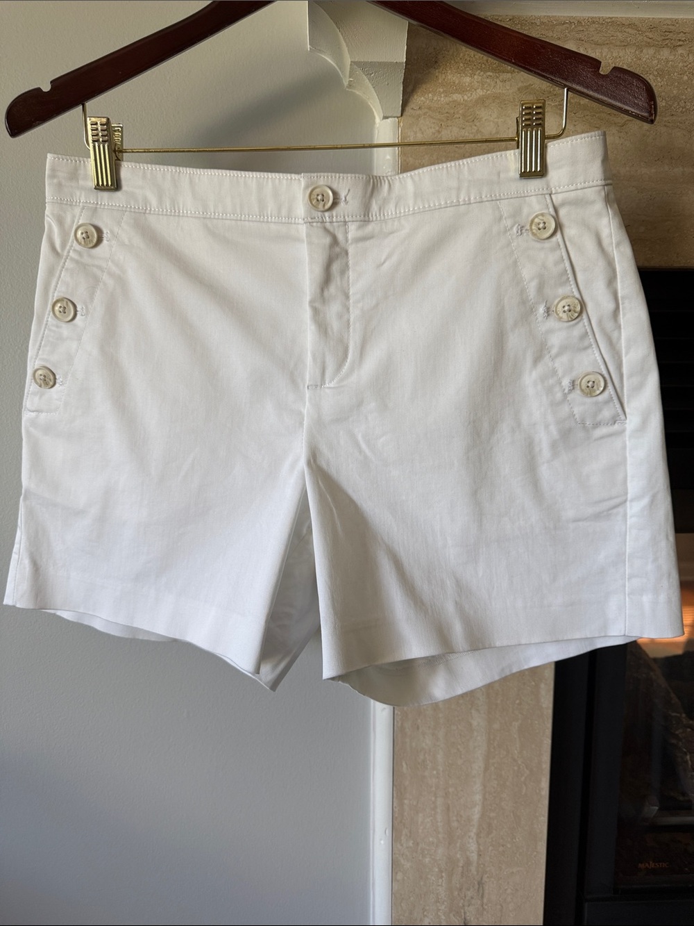 White Women's Button-Accent Cotton Shorts NWOT